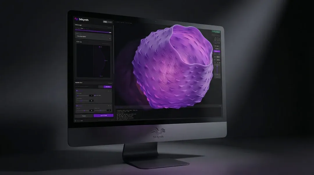 全新桌面3D打印软件平台3dSynth旨在通过摒弃传统CAD模型与切片工作流程，重塑面向FDM打印机的物体设计方式。该工具可根据数学参数直接生成可直接打印的G代码，让用户通过生成式效果而非多边形网格进行物体设计。