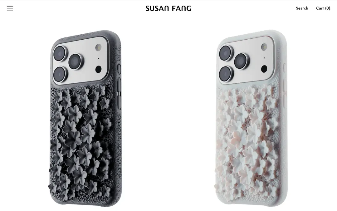 设计师Susan Fang携手前戴森工程师Orelio De Jonghe为苹果最新系列设备打造一系列3D打印配件，产品包括iPhone与iPad保护壳、Apple Watch表带、AirPods保护套及Mac Mini外壳。