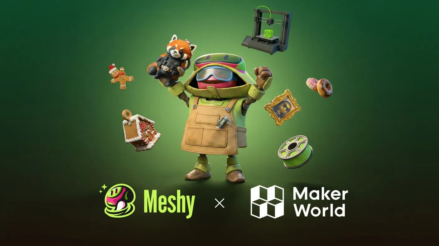 Bambu Lab的MakerWorld平台已将用于3D模型创建的生成式AI平台Meshy整合至其MakerLab中心，用户现可于数分钟内将任意照片转换为可直接打印的3D模型，无需设计软件或专业技术知识。伴随此次整合，Meshy同时更新了其多色打印功能——该功能可自动完成纹理至线材的色彩映射，无需在切片软件中进行任何手动色彩配置。