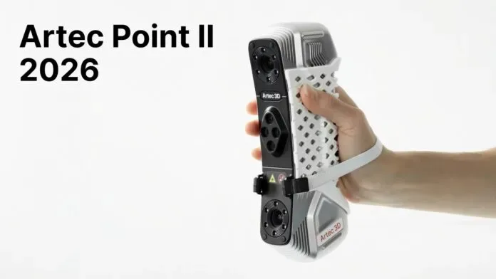 Artec 3D推出升级版手持激光扫描仪Point II，每秒采集580万点，提供超快、超精细、单激光三种模式，精度保持0.02毫米，面向制造与重工业，兼容Artec Studio及ZEISS检测软件。