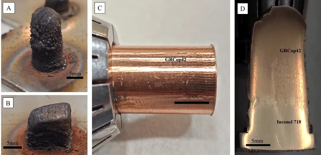 BEAM方法以AI贝叶斯优化引导实验，将NASA GRCop-42合金的DED工艺窗口从950瓦降至500瓦，每个功率仅用十次试验即获可行参数，并识别出高扫描速度、低层高的关键规律，显著提升低功率增材制造效率。