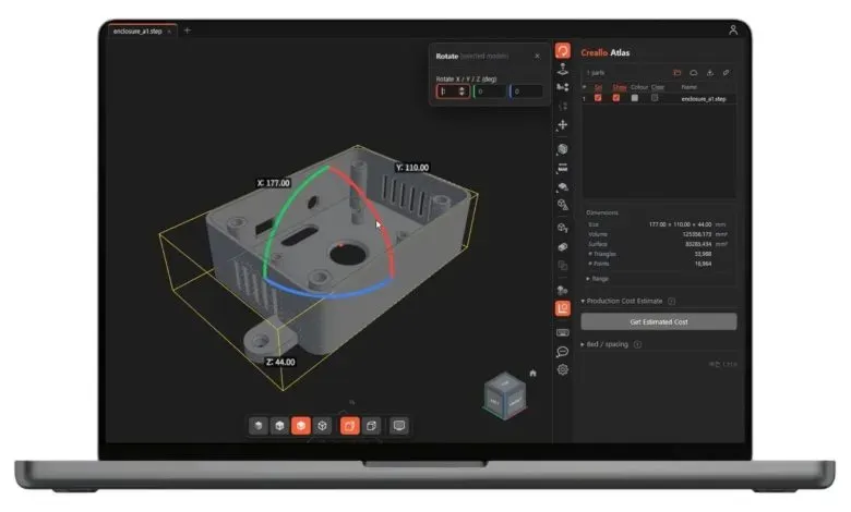Creallo Atlas作为免费跨平台桌面3D查看器，主打本地化处理以保障数据安全，支持测量、截面分析及网格修复，并利用AI快速估算3D打印、CNC等工艺成本，旨在缩短从设计到制造的周期。