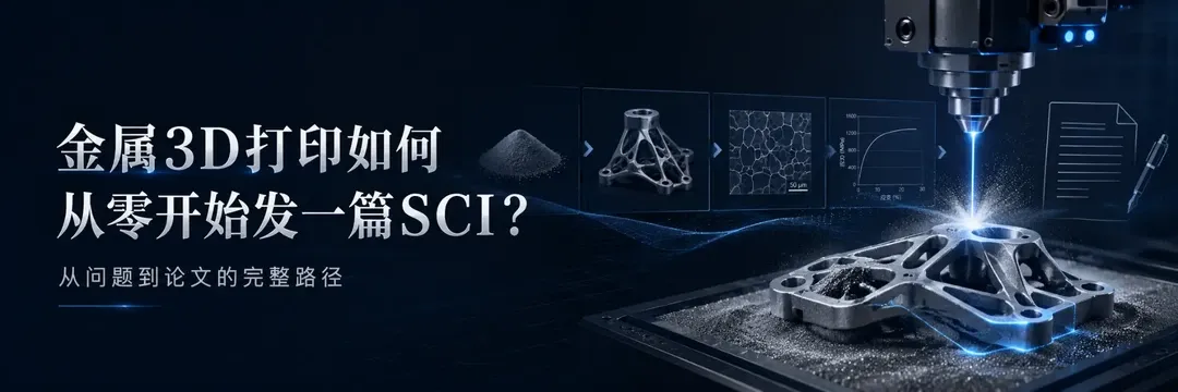 本文系统梳理了金属增材制造科研从粉末制备、工艺设计、后处理、表征到论文撰写的六步闭环，强调「组织-性能-机理」因果链的构建是发表SCI的关键，而非单纯的打印成形。