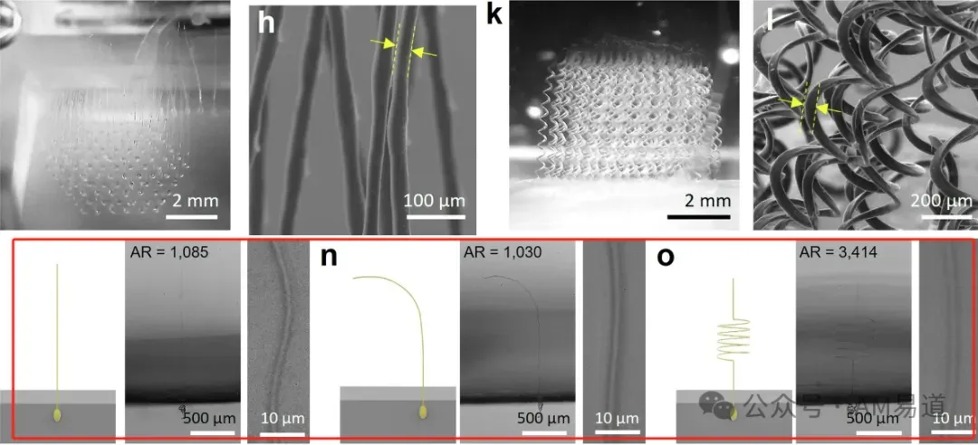 伊利诺伊大学与剑桥团队提出溶剂交换嵌入式3D打印，借乙醇凝胶快速固化聚合物，实现1.5微米纤维、5毫米每秒速度和广谱材料适配，并展示高纵横比仿生毛发及多喷头并行，为微纳传感器与生物器件制造提供新路径。